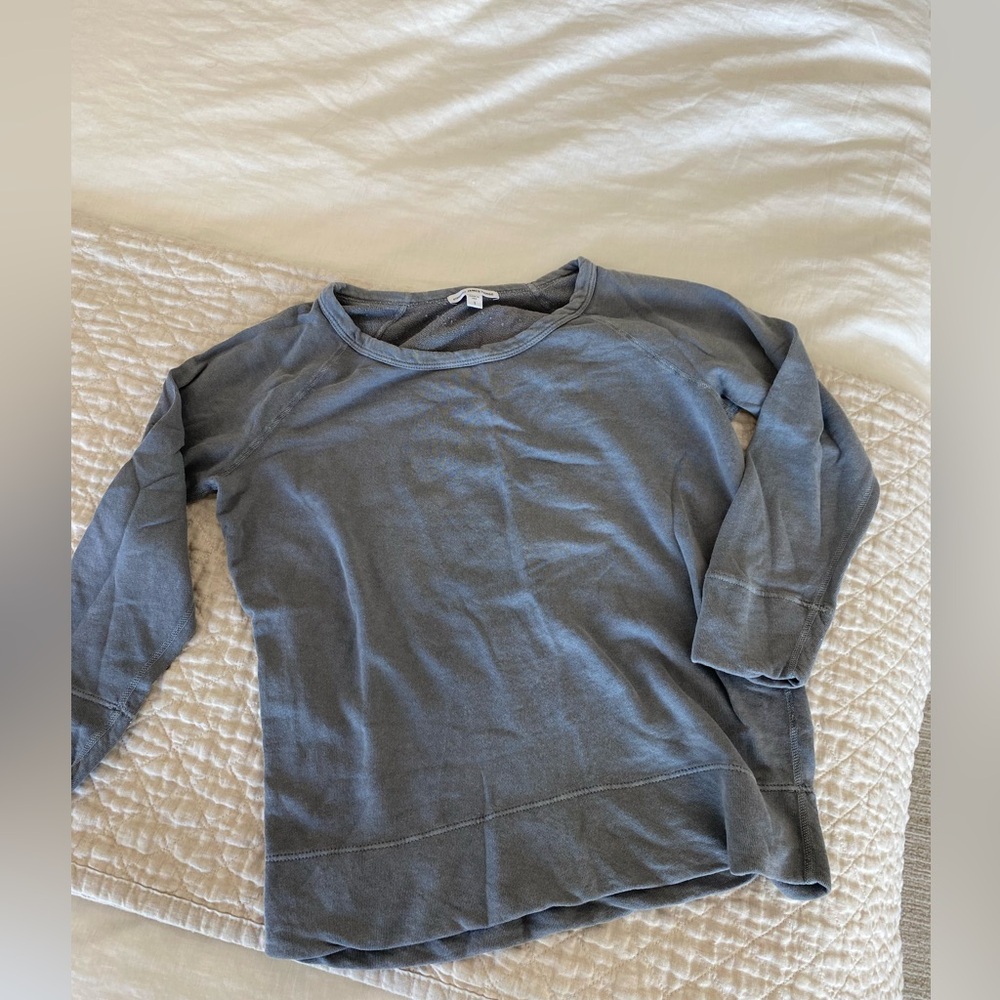 James Perse Charcoal Long Sleeve Vintage fleece crewneck